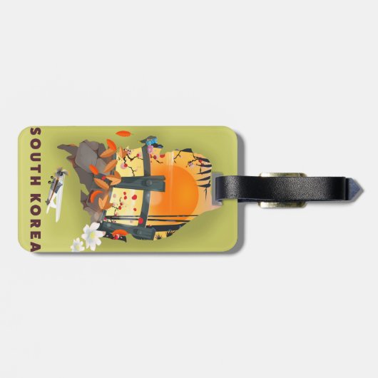 韓国の地図図解入りの、写真付きのポスター ラゲッジタグ (裏面横)