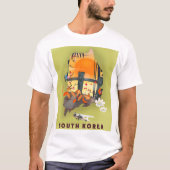 韓国の地図図解入りの、写真付きのポスター Tシャツ (正面)
