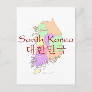韓国の地図 ポストカード