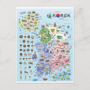 韓国の地図 ポストカード