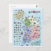 韓国の地図 ポストカード (正面/裏面)
