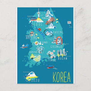 韓国の地図 ポストカード