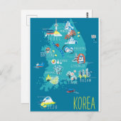 韓国の地図 ポストカード (正面/裏面)