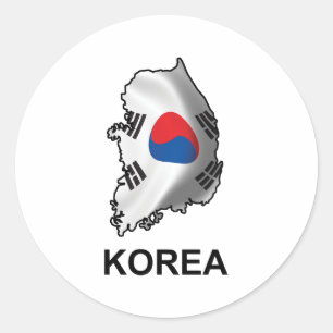 韓国の地図 ラウンドシール