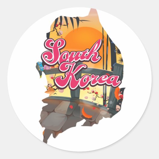 韓国の地図 ラウンドシール (正面)