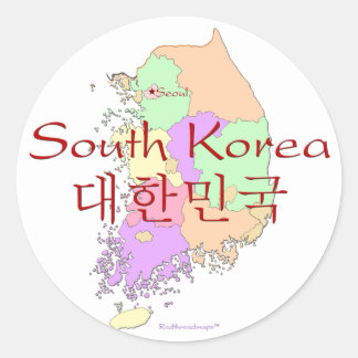 韓国の地図 ラウンドシール