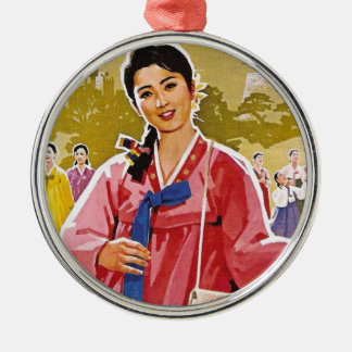 韓国の女性のハンボク姿 メタルオーナメント