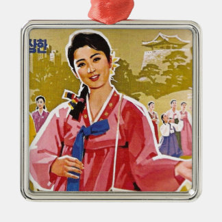 韓国の女性のハンボク姿 メタルオーナメント