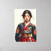 韓国の女性の肖像画 ハンボク姿 キャンバスプリント (正面)