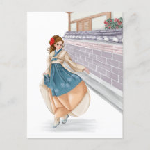 韓国の少女ウォーリング韓宝はがき