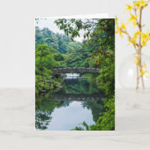 韓国の庭と橋 カード (黄色い花)