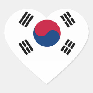 韓国の旗のハート形のステッカー ハートシール