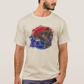 韓国の旗の墨絵とテコンドーキック Tシャツ (正面)