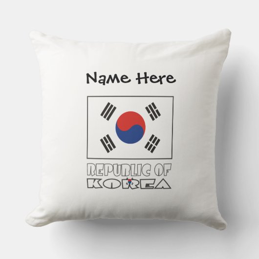 韓国の旗カスタムネーム クッション (正面)