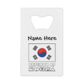 韓国の旗カスタムネーム クレジットカード栓抜き (正面)