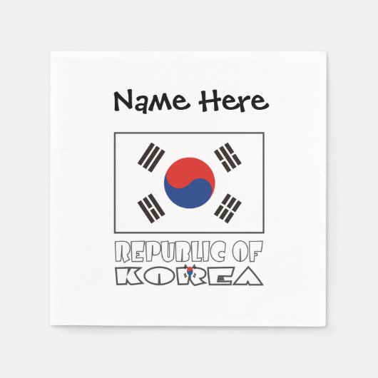 韓国の旗カスタムネーム スタンダードカクテルナプキン (正面)