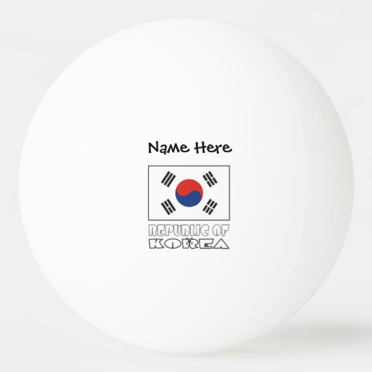 韓国の旗カスタムネーム 卓球ボール (正面)