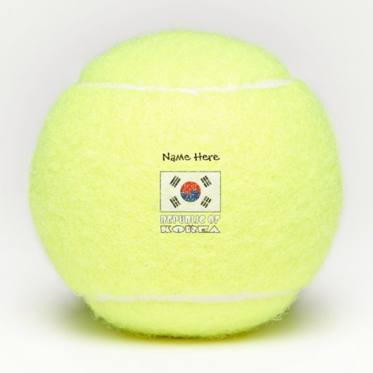 韓国の旗 カスタムネーム付き テニスボール (正面)