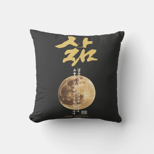 韓国の書道ムーンハーフTシャツ クッション (正面)