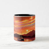 韓国の海の美しい​日​の入り ツートーンマグカップ (中央)