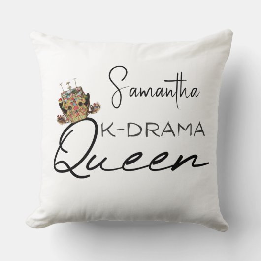 韓国の王冠を持つKドラマのクイーンパーソナライズされた クッション (正面)