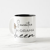 韓国の王冠を持つKドラマのクイーンパーソナライズされた ツートーンマグカップ (正面左)