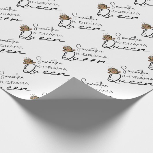 韓国の王冠を持つKドラマのクイーンパーソナライズされた ラッピングペーパー (角)