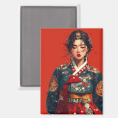 韓国の現代女性のハンボク肖像画  マグネット (正面/裏面)