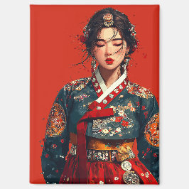 韓国の現代女性のハンボク肖像画  マグネット