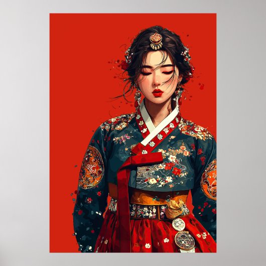 韓国の現代女性のハン복肖像画 ポスター (正面)