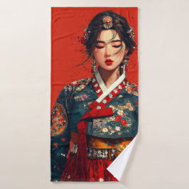 韓国の現代女性のハンbok肖像画  バスタオルセット