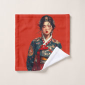 韓国の現代女性のハンbok肖像画 バスタオルセット (ウォッシュタオル)