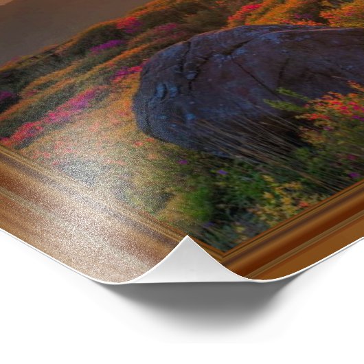 韓国の秋の日没の寺の木枠 フォトプリント            (角)