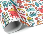 韓国の色のドードルkpop kdramaシックモダンな ラッピングペーパー (ロールコーナー)