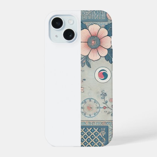 韓国の花の芸術iPhoneケース iPhone 15ケース (裏面)