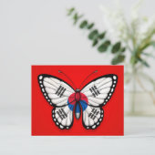 韓国の蝶々国旗の赤 ポストカード (スタンド正面)