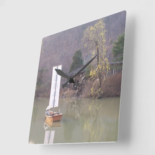 韓国の風景時計 スクエア壁時計 (傾斜)