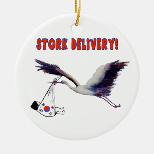 韓国の養子縁組 – Stork Delivery セラミックオーナメント (正面)