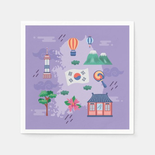 韓国の9つの文化アイコン スタンダードカクテルナプキン (正面)