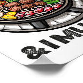 韓国のBbqおもしろい韓国食べ物愛好家アジア ポスター (角)