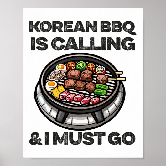 韓国のBbqおもしろい韓国食べ物愛好家アジア ポスター (正面)