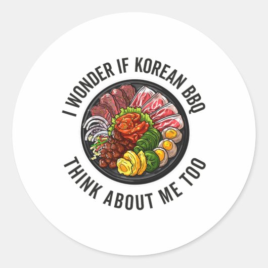 韓国のBbqおもしろい韓国食べ物愛好家アジア ラウンドシール (正面)