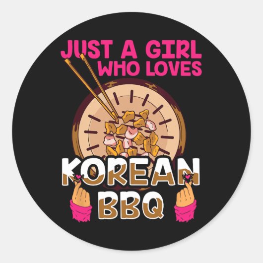 韓国のBbq Bulgogiバーベキューを愛する女の子 ラウンドシール (正面)