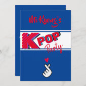 韓国のKハンドポップ・アートのレッドブルーハートパーティー 招待状 (正面/裏面)