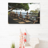 韓国を写した写真でデザインされ、印刷された 横断幕 (インサイチュ)