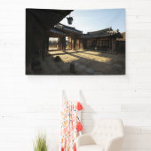 韓国を写した写真でデザインされ、印刷された 横断幕 (インサイチュ)