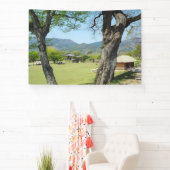 韓国を写した写真でデザインされ、印刷された 横断幕 (インサイチュ)