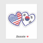 韓国アメリカのハート国旗 シール (シート)