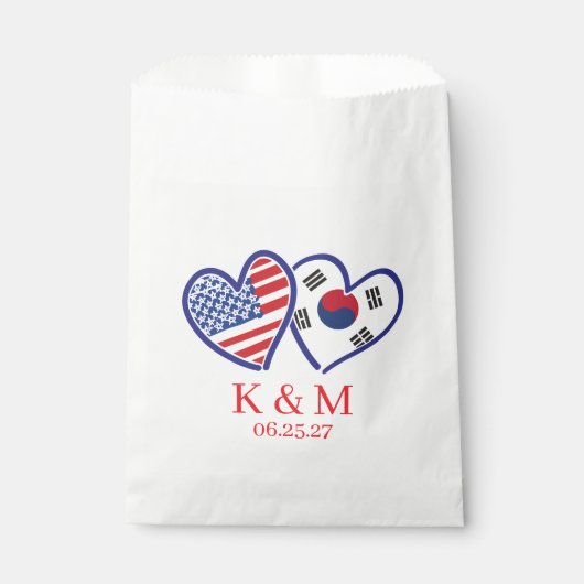 韓国アメリカのハート国旗 フェイバーバッグ (正面)