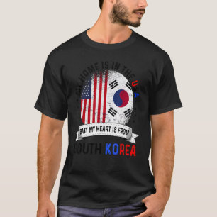 韓国アメリカの愛国者ハートは韓国出身 Tシャツ